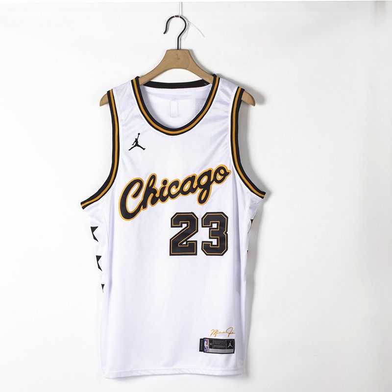 Men Chicago Bulls 23 Jordan White Championship Commemorative Edition NBA Jersey